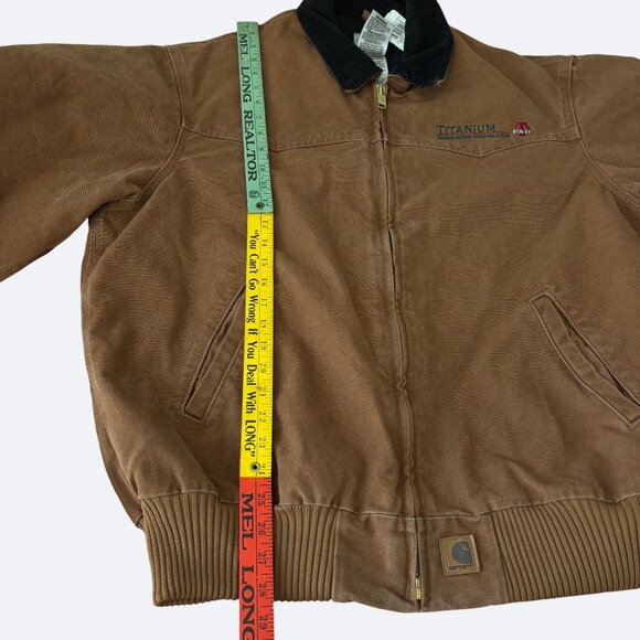 Vtg Carhartt Santa Fe Jacket Mens XL Brown J14 Faded Canvas Quilted 90s - Picture 16 of 16